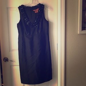 Black silk beaded Tory Burch cocktail dress